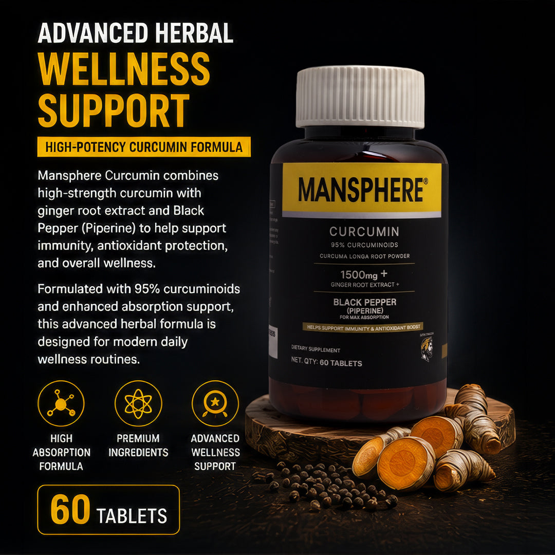 Mansphere Curcumin + Black Pepper – 60 Tablets