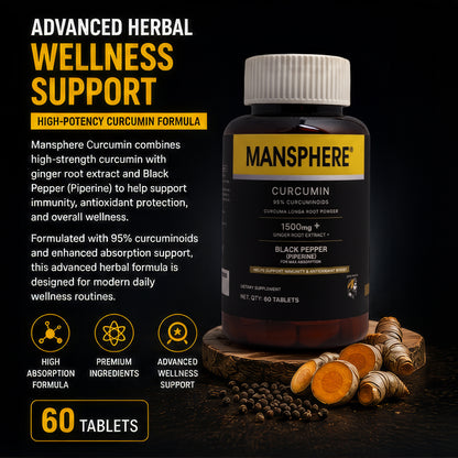 Mansphere Curcumin + Black Pepper – 60 Tablets