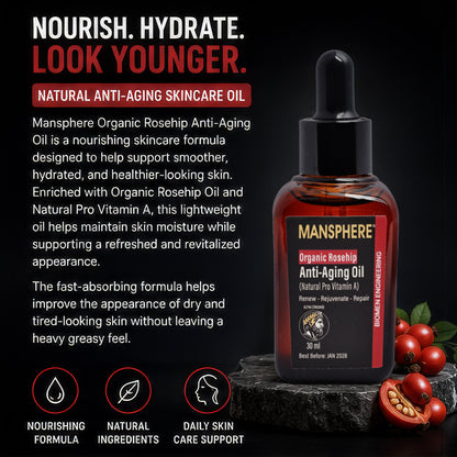 Mansphere Organic Rosehip Anti-Aging Oil – 30ml