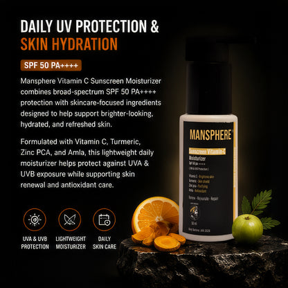 Mansphere Vitamin C Sunscreen Moisturizer SPF 50 PA++++ 50ml