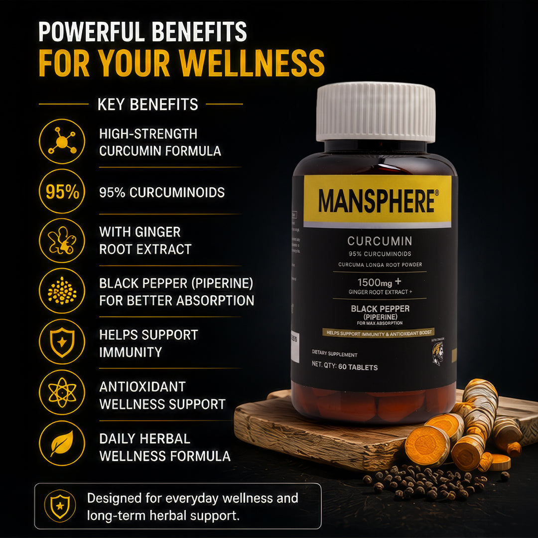 Mansphere Curcumin + Black Pepper – 60 Tablets