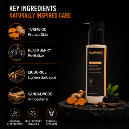 Mansphere Organic Face Wash with Turmeric, Blackberry & Sandalwood – 100ml