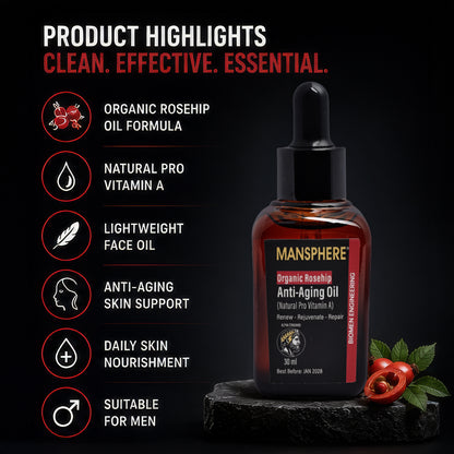 Mansphere Organic Rosehip Anti-Aging Oil – 30ml