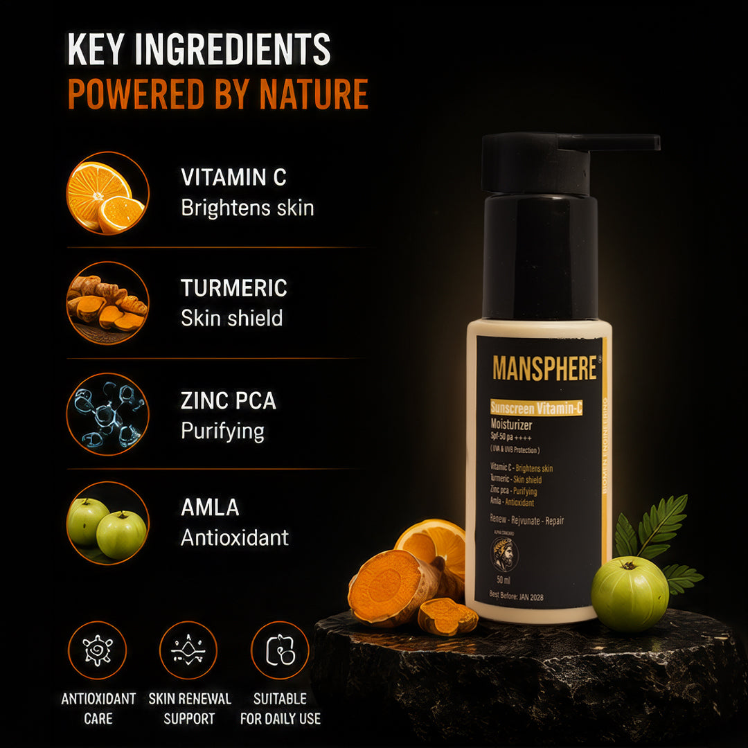 Mansphere Vitamin C Sunscreen Moisturizer SPF 50 PA++++ 50ml