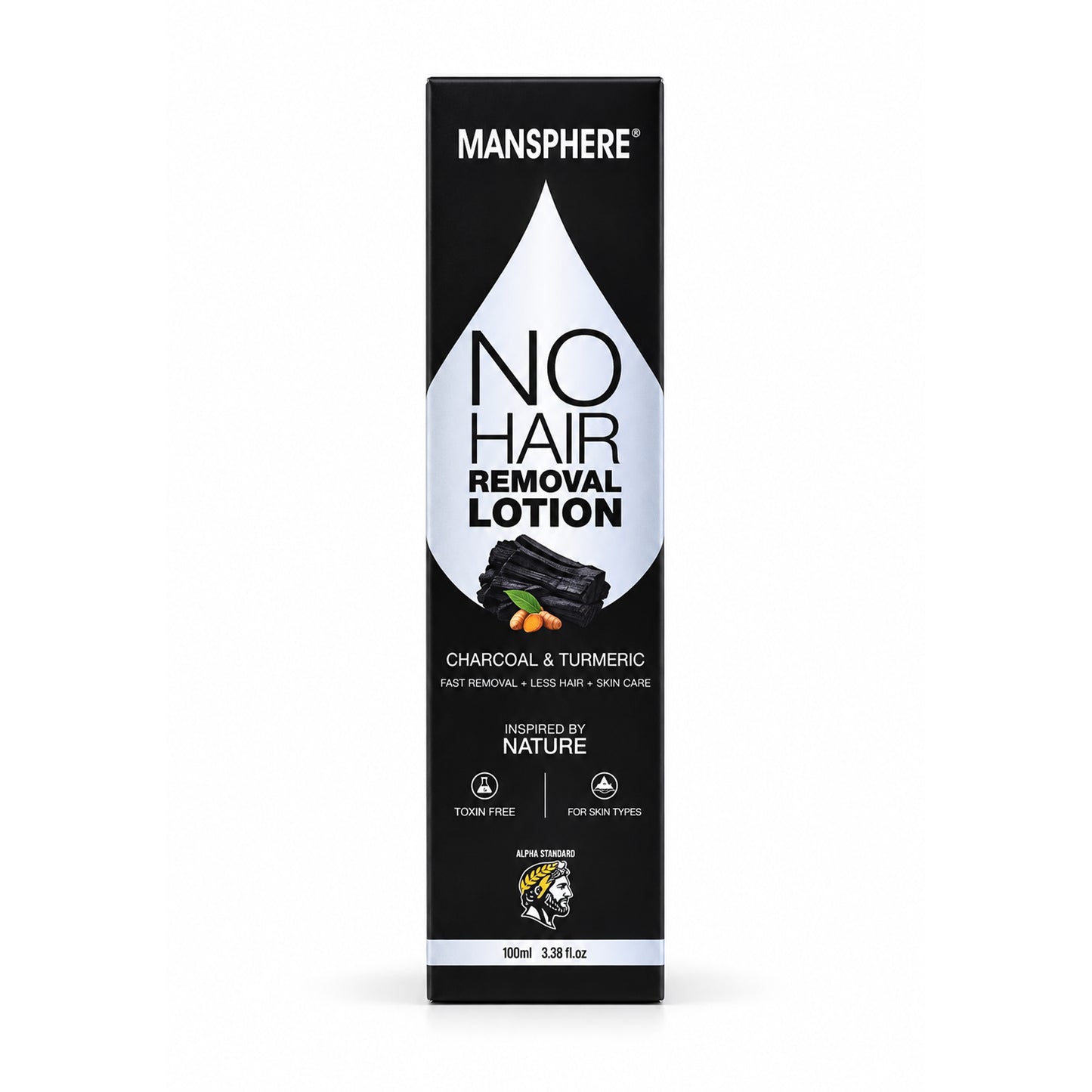 Mansphere No Hair Removal Lotion with Charcoal & Turmeric – 100ml