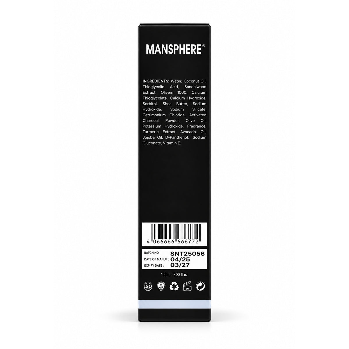 Mansphere No Hair Removal Lotion with Charcoal & Turmeric – 100ml
