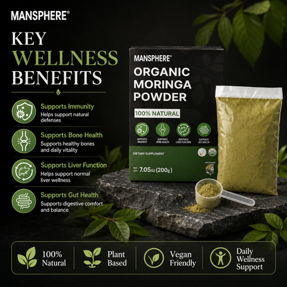 Mansphere Organic Moringa Powder 200g | 100% Natural Superfood