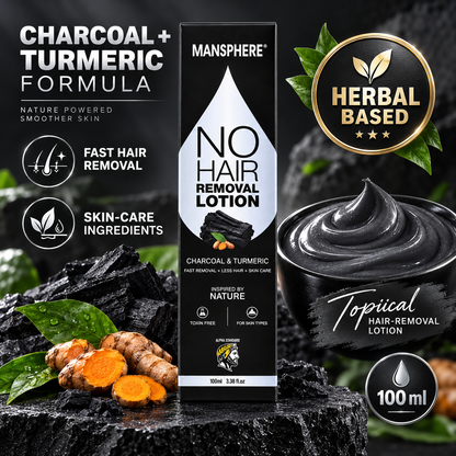 Mansphere No Hair Removal Lotion with Charcoal & Turmeric – 100ml