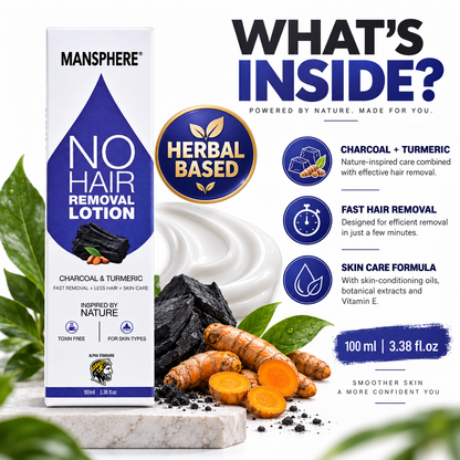 NO Hair Removal Lotion with Charcoal & Turmeric – 100ml