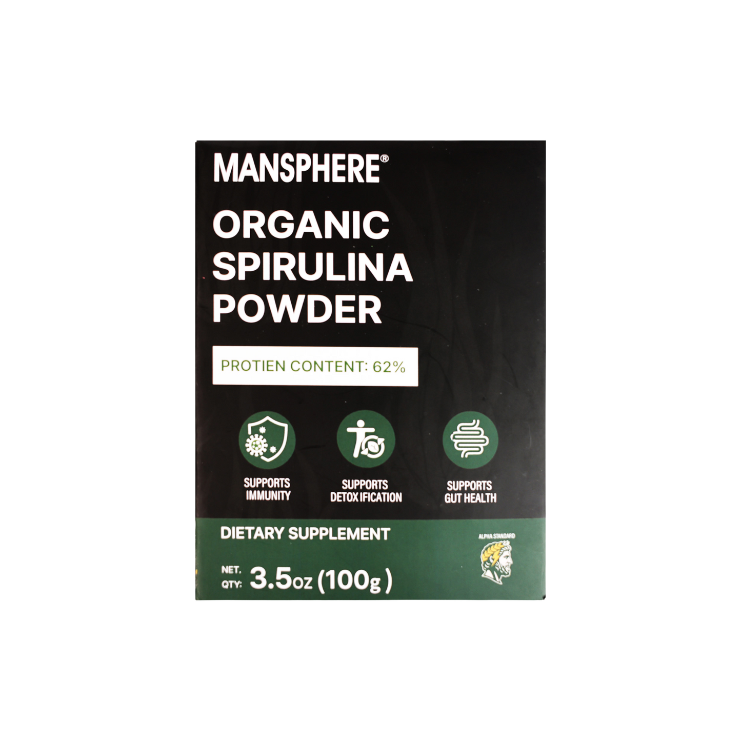 Mansphere Organic Spirulina Powder 100g | 62% Protein